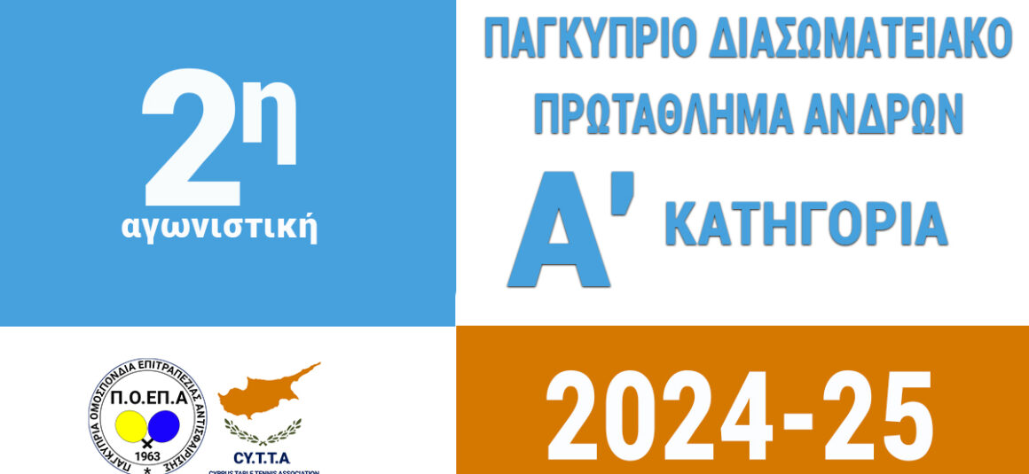 Αποτελέσματα 2ης Αγωνιστικής του Παγκύπριου Διασωματειακού Πρωταθλήματος  Α΄Κατηγορίας Ανδρών 2024 - 2025