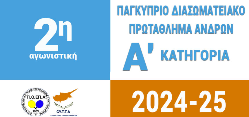 Αποτελέσματα 2ης Αγωνιστικής του Παγκύπριου Διασωματειακού Πρωταθλήματος  Α΄Κατηγορίας Ανδρών 2024 - 2025