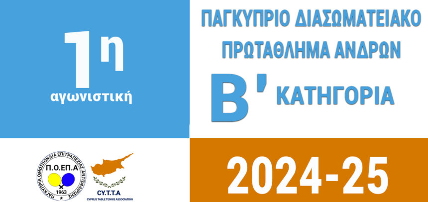 4η Αγωνιστική Αποτελέσματα Πρωταθλήματος Β’ Κατηγορίας Ανδρών 